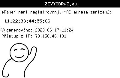 Výzva k registraci ePaperu s MAC adresou